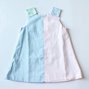 NWT The Beaufort Bonnet Company Emma Kate Colorblock Dress Blue Pink Mint 3T